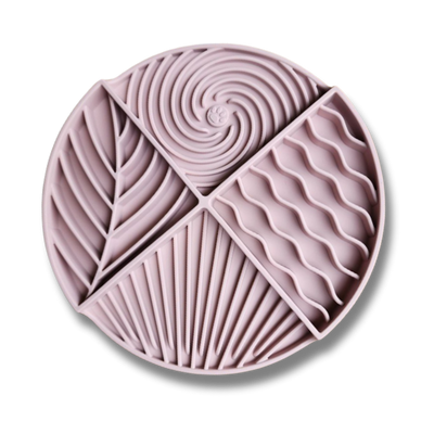 The Hadden Beach Lickmat with four textured sections for extended licking enrichment